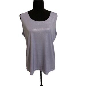 Chicos Size 2 Womens Large Top Tank Lavender Shimmer Scoop Neck Sleeveless